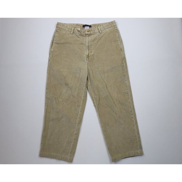 Vintage 90s Tommy Hilfiger Mens 36x27 Distressed Wide Leg Corduroy Chino Pants - Picture 1 of 16